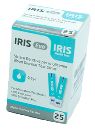 STRISCE MISURAZIONE GLICEMIA IRIS EVO 25 PEZZI - doctorpill.it