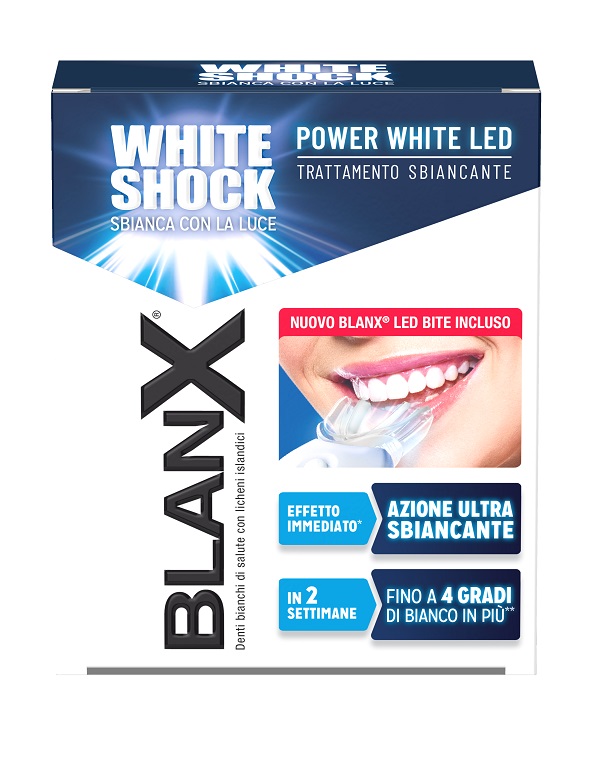 BLANX WHITE SHOCK TRATTAMENTO SBIANCANTE POWER WHITE 30 ML + LED BITE - doctorpill.it