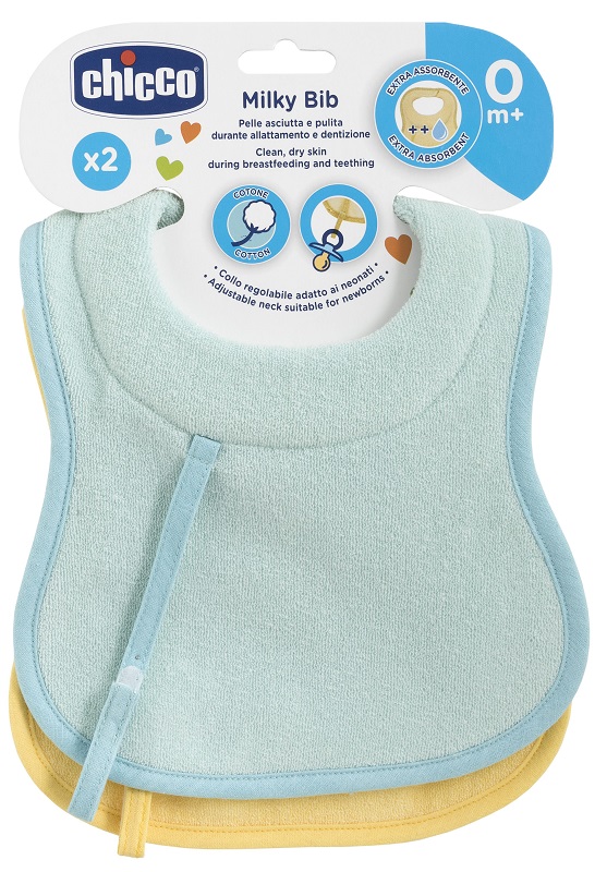 CHICCO BAVAGLINE 0M+ 2PZ AZZURRO - doctorpill.it