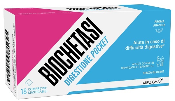 BIOCHETASI DIGESTIONE POCKET 18 COMPRESSE MASTICABILI - doctorpill.it