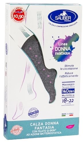 SAUBER CALZA DONNA FANTASIA FILATO Q-SKIN 140 DEN GRIGIO POIS ROSA TAGLIA G PROMO - doctorpill.it