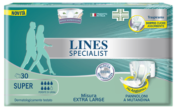 PANNOLONE MUTANDA LINES SPECIALIST EXTRALARGE SUPER 30 PEZZI - doctorpill.it