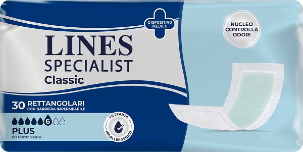 PANNOLONE LINES SPECIALIST CLASSIC RETTANGOLARE CON BARRIERA 30 PEZZI - doctorpill.it