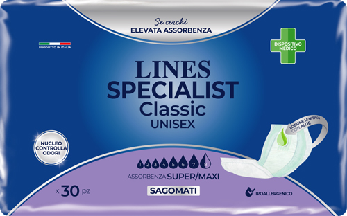 PANNOLONE SAGOMATO LINES SPECIALIST CLASSIC MAXI 30 PEZZI - doctorpill.it