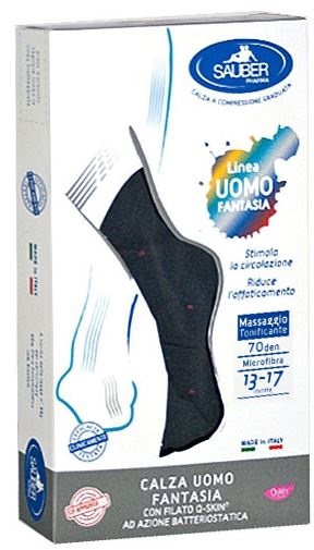 SAUBER CALZA UOMO FANTASIA Q-SKIN 70 DEN BLU POIS ROSSI TAGLIA G - doctorpill.it