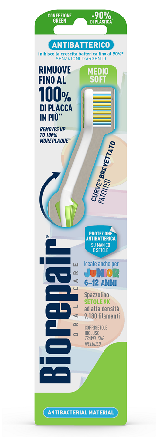 BIOREPAIR ORAL CARE SPAZZOLINO ANTIBATTERICO JUNIOR 6-12 ANNI PIU' COMFORT SETOLE MEDIO SOFT - doctorpill.it
