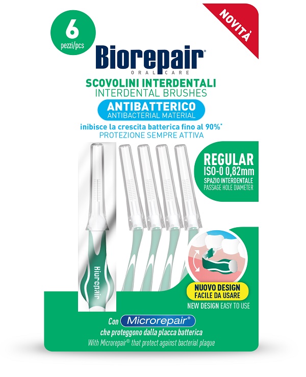 BIOREPAIR SCOVOLINI INTERDENTALI ANTIBATTERICO REGULAR ISO-0 0,82 MM 6 PEZZI - doctorpill.it