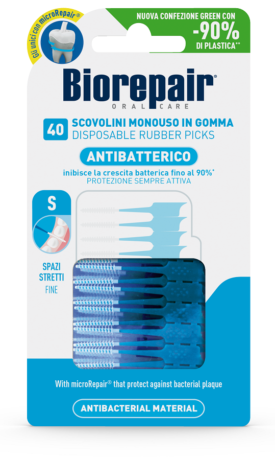 BIOREPAIR ORAL CARE ANTIBATTERICO SCOVOLINI MONOUSO IN GOMMA SPAZI STRETTI 40 PEZZI - doctorpill.it