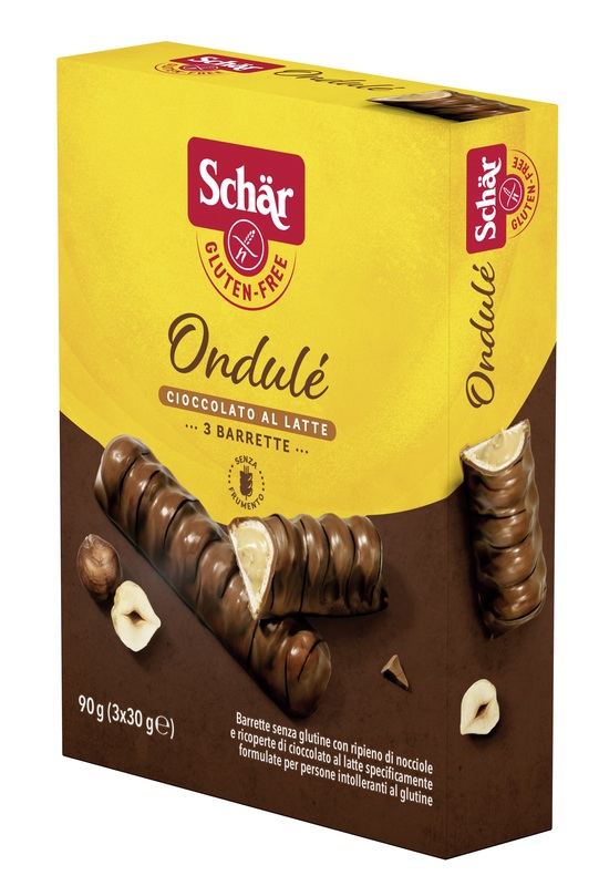 SCHAR ONDULE' BARRETTE CON RIPIENO DI NOCCIOLE RICOPERTE DI CIOCCOLATO AL LATTE 3 PORZIONI DA 30 G - doctorpill.it