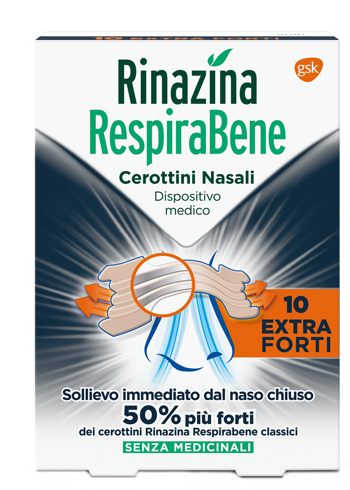 RINAZINA RESPIRABENE CEROTTI NASALI EXTRA FORTI 10 PEZZI - doctorpill.it