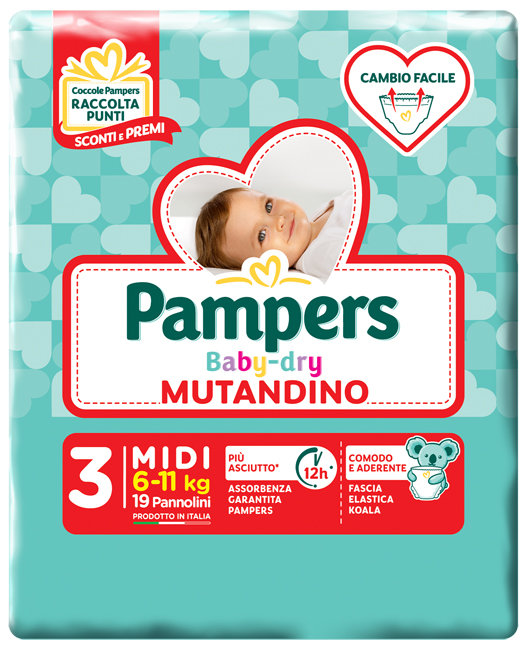 PAMPERS BABY DRY MUTANDINA MIDI SMALL PACK 19 PEZZI - doctorpill.it