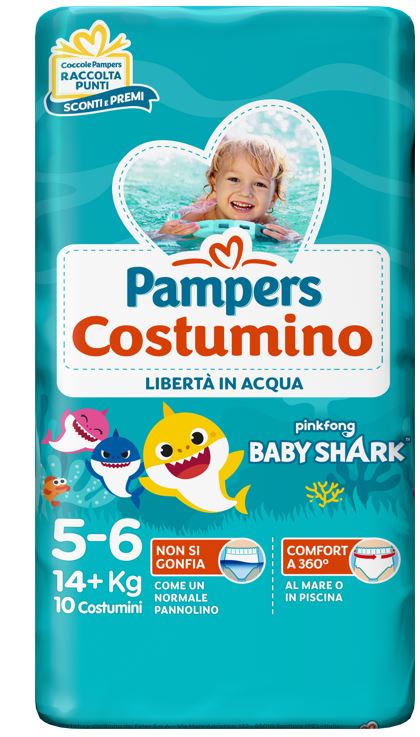 PAMPERS COSTUMINO BABY SHARK CP S 5-6 10 PEZZI - doctorpill.it