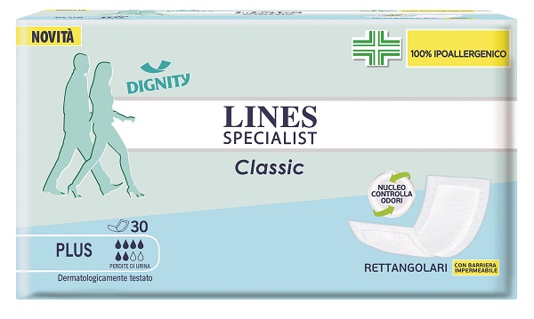 PANNOLONE LINES SPECIALIST CLASSIC RETTANGOLARE CON BARRIERA CONTROL 30 PEZZI - doctorpill.it