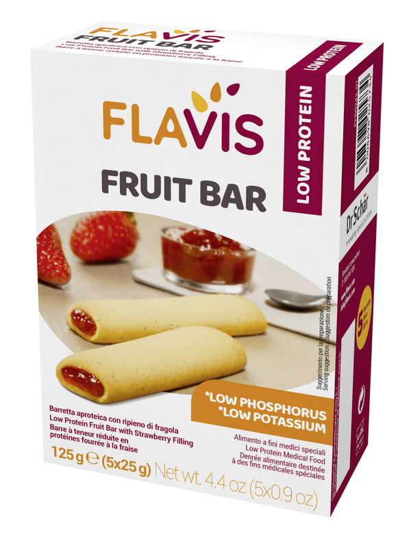 FLAVIS FRUIT BAR BARRETTA APROTEICA CON RIPIENO DI FRAGOLA 5 PEZZI DA 25 G - doctorpill.it