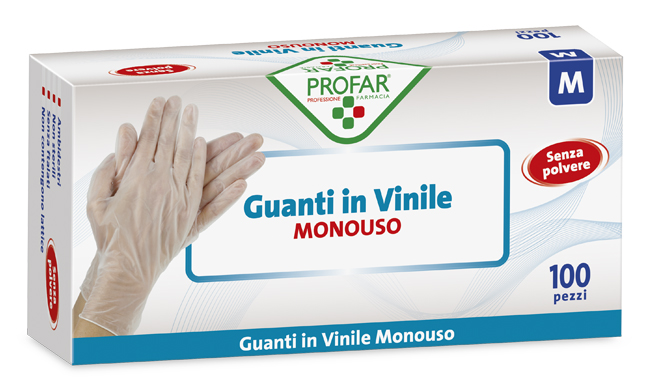 PROFAR GUANTO IN VINILE SENZA POLVERE M 100 PEZZI - doctorpill.it