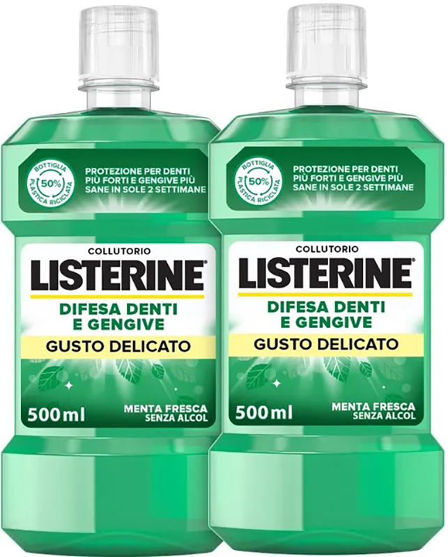 LISTERINE DENTI & GENGIVE GUSTO DELICATO 2 X 500 ML - doctorpill.it