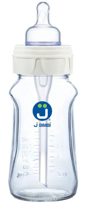 J BIMBI BFREE SUPER GLASS 260 ML BIBERON IN VETRO CON CANULA ANTICOLICHE E TETTARELLA IN SILICONE - doctorpill.it