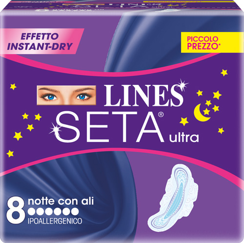 LINES SETA ULTRA ASSORBENTI DA NOTTE 8 PEZZI - doctorpill.it