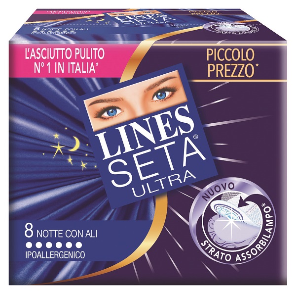 LINES SETA ULTRA ASSORBENTI CON ALI NOTTE 10 PEZZI - doctorpill.it