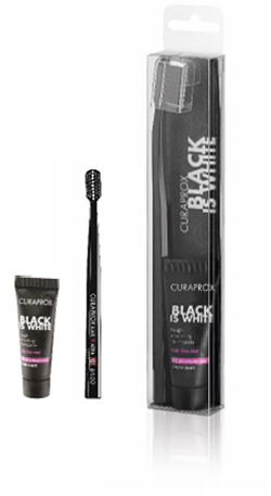 CURAPROX BLACK IS WHITE DENTIFRICI SBIANCANTI 1 DENTIFRICIO DA 10ML + 1 SPAZZOLINO - doctorpill.it