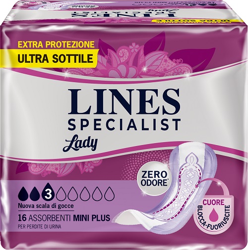 ASSORBENTI PER INCONTINENZA LINES SPECIALIST LADY MINI PLUS 16 PEZZI - doctorpill.it