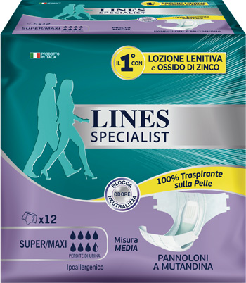 LINES SPECIALIST PANNOLONE A MUTANDA MEDIA 12 PEZZI - doctorpill.it