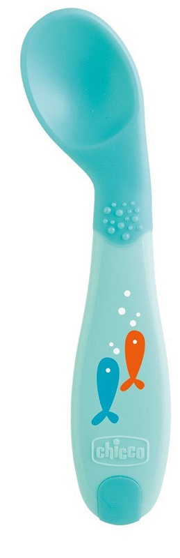 CHICCO CUCCHIAIO ANGOLATO 8M+ AZZURRO - doctorpill.it