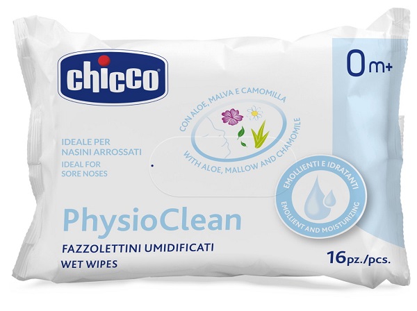 CHICCO FAZZOLETTINI UMIDIFICATI PHYSIOCLEAN 16 PEZZI - doctorpill.it