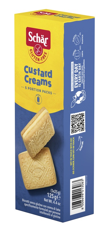 SCHAR CUSTARD CREAM BISCOTTI CON CREMA DI LATTE 5 MONOPORZIONI DA 25 G - doctorpill.it