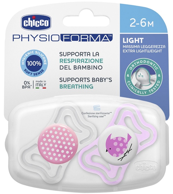 CHICCO SUCCHIETTO LIGHT GIRL SILICONE 2-6 MESI 2 PEZZI - doctorpill.it