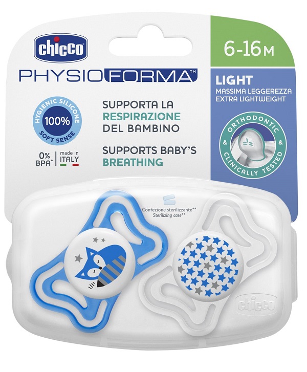 CHICCO SUCCHIETTO LIGHT BOY SILICONE 6-16 MESI 2 PEZZI - doctorpill.it