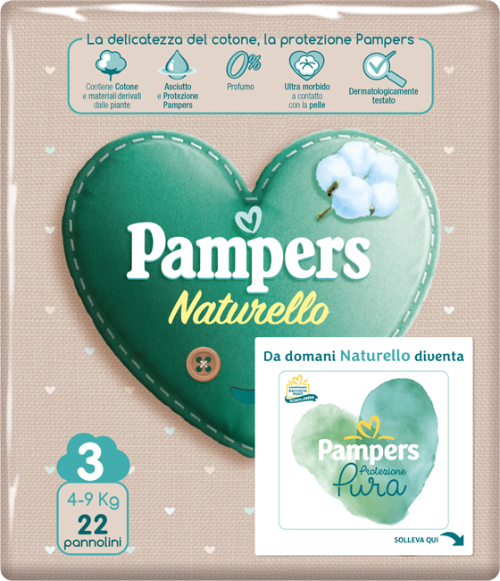 PAMPERS PROTEZIONE PURA NATURELLO MIDI CP 22 PEZZI - doctorpill.it