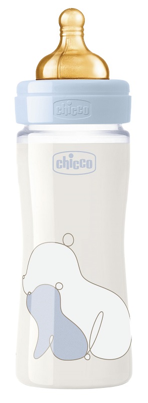 CHICCO BIBERON ORIGINAL 240ML VETRO 1 FORO 1 FORO BOY CON TETTARELLA IN CAUCCIU' - doctorpill.it