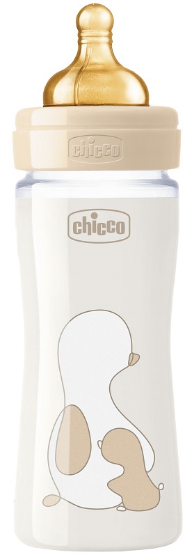 CHICCO BIBERON ORIGINAL 240ML VETRO 1 FORO 1 FORO UNISEX CON TETTARELLA IN CAUCCIU' - doctorpill.it