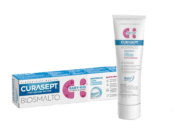 CURASEPT BIOSMALTO DENTIFRICIO BABY KID FRAGOLA CARIE ABRASIONE & EROSIONE 50 ML - doctorpill.it