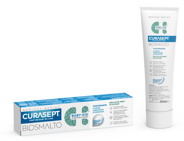 CURASEPT BIOSMALTO DENTIFRICIO BABY KID MENTA CARIE ABRASIONE & EROSIONE 50 ML - doctorpill.it