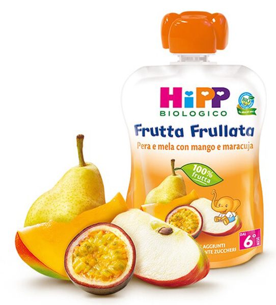 HIPP BIO FRUTTA FRULLATA PERA/MELA CON MANGO E MARACUJA 90 G - doctorpill.it