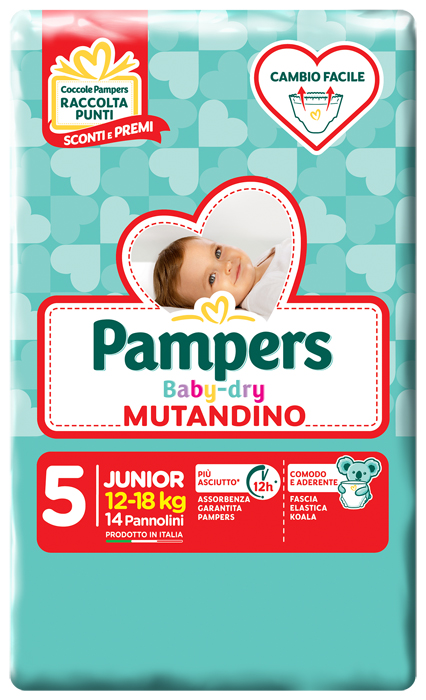 PANNOLINO A MUTANDINA PAMPERS BABY DRY JUNIOR SMALL PACK 14 PEZZI - doctorpill.it