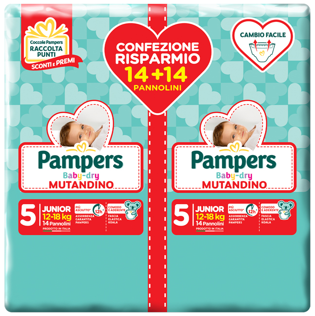 PAMPERS BABY DRY PANNOLINO A MUTANDINA DUO DOWNCOUNT JUNIOR 28 PEZZI - doctorpill.it