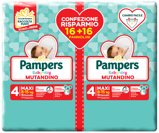 PAMPERS BABY DRY PANNOLINO A MUTANDINA DUO DOWNCOUNT MAXI 32 PEZZI - doctorpill.it