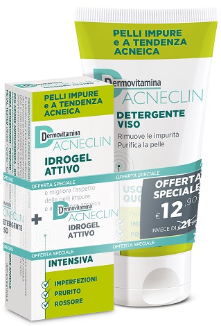 DERMOVITAMINA ACNECLIN IDROGEL ATTIVO AZIONE INTENSIVA 40 ML + DETERGENTE VISO USO QUOTIDIANO 200 ML - doctorpill.it