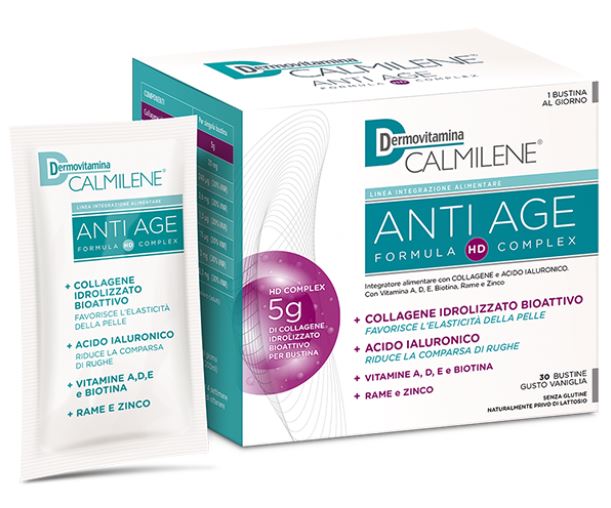DERMOVITAMINA CALMILENE ANTIAGE IA A BASE DI COLLAGENE E ACIDO IALURONICO POLVERE 30 BUSTINE GUSTO VANIGLIA - doctorpill.it