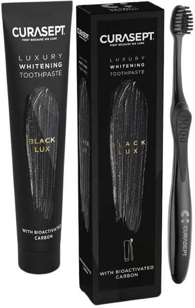 CURASEPT BLACK LUXURY WHITENING DENTIFRICIO 75 ML + SPAZZOLINO - doctorpill.it