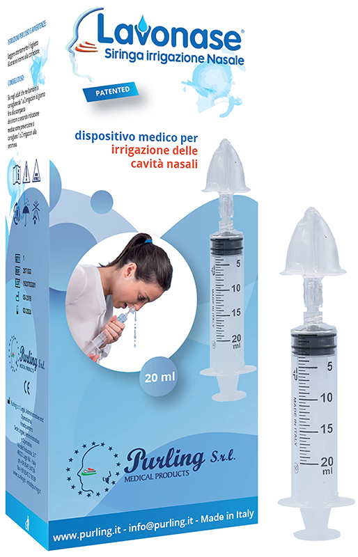 LAVONASE IRRIGAZIONE NASALE NON STERILE SIRINGA 20 ML + LUER-LOCK CON CAPPUCCIO + UGELLO NASALE CON RACCORDO LUER-LOCK + PERFORATORE CON VALVOLA NON RITORNO CON TAPPO - doctorpill.it