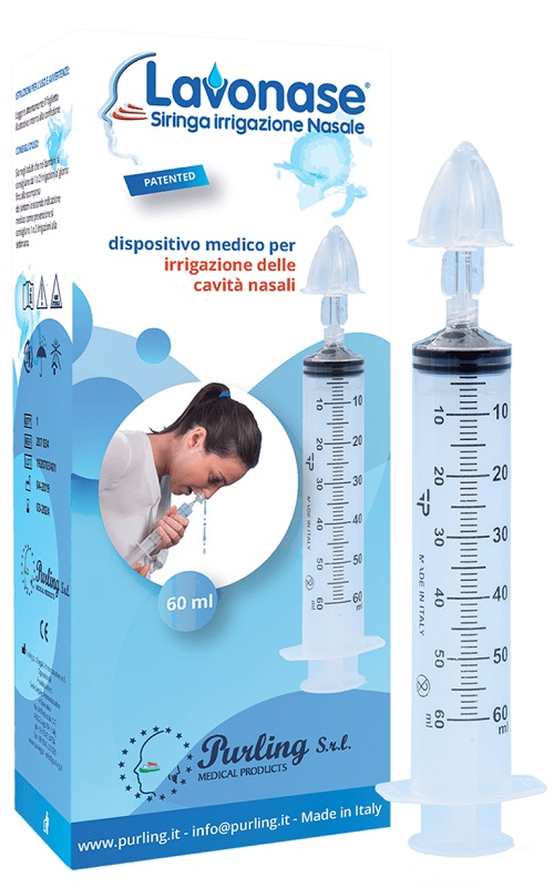 LAVONASE IRRIGAZIONE NASALE NON STERILE SIRINGA 60 ML + LUER-LOCK CON CAPPUCCIO + UGELLO NASALE CON RACCORDO LUER-LOCK + PERFORATORE CON VALVOLA NON RITORNO CON TAPPO - doctorpill.it
