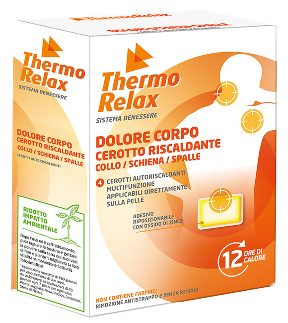 THERMORELAX CEROTTO AUTORISCALDANTE DOLORE CORPO COLLO/SCHIENA/SPALLE 4 PEZZI - doctorpill.it
