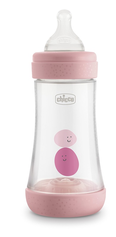 CHICCO BIBERON PERFECT 5 GIRL 240 ML IN SILICONE 2 FORI - doctorpill.it