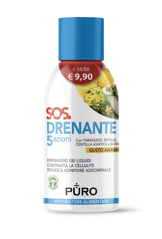 PURO DRENANTE 5 AZIONI CON BAOBAB GUSTO ANANAS 500 ML - doctorpill.it