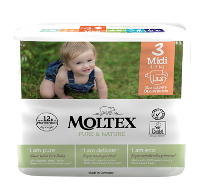 PANNOLINI MOLTEX PURE & NATURE MIDI 4-9 KG TAGLIA 3 33 PEZZI - doctorpill.it