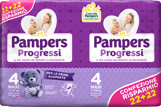PAMPERS PROGRESSI MAXI PANNOLINO 4 7-18KG 44 PEZZI - doctorpill.it